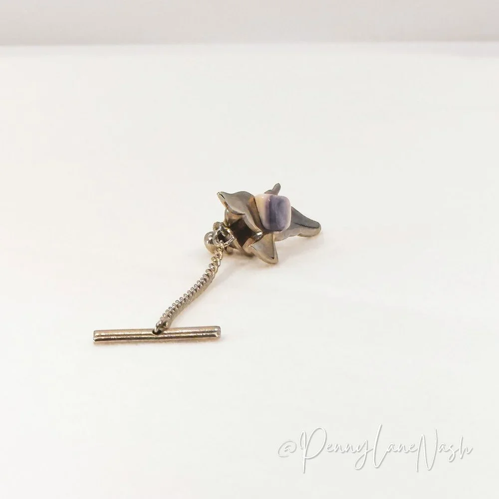 Vintage Bird w/ Blue Stone Tie Tack Chain